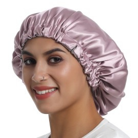SAYMRE Satin Bonnet Silky Sleep Cap,Adjustable Hair Bonnet for Braids Curly Hair