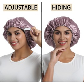 SAYMRE Satin Bonnet Silky Sleep Cap,Adjustable Hair Bonnet for Braids Curly Hair