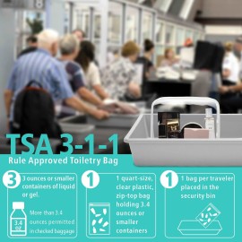 F-color Clear Toiletry Bag - 3 Pack TSA Approved Toiletry Bag Clear Makeup Bag, Travel Cosmetic Bag for Women, Carry on Airport Airline Compliant Bag, White(for age 12 or above) F-color Clear Toiletry Bag - 3 Pack TSA Approved Toiletry Bag Clear Makeup Bag, Travel Cosmetic Bag for Women, Carry on Airport Airline Compliant Bag, White(for age 12 or above)