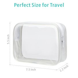 F-color Clear Toiletry Bag - 3 Pack TSA Approved Toiletry Bag Clear Makeup Bag, Travel Cosmetic Bag for Women, Carry on Airport Airline Compliant Bag, White(for age 12 or above) F-color Clear Toiletry Bag - 3 Pack TSA Approved Toiletry Bag Clear Makeup Bag, Travel Cosmetic Bag for Women, Carry on Airport Airline Compliant Bag, White(for age 12 or above)