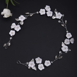 JWICOS Flower Silver Wedding Headband for Brides and Bridesmaids Crystal Pearl Leaf Bride Hair Accessories Hair Vine Headpieces for Wedding (Silver) JWICOS Flower Silver Wedding Headband for Brides and Bridesmaids Crystal Pearl Leaf Bride Hair Accessories Hair Vine Headpieces for Wedding (Silver)