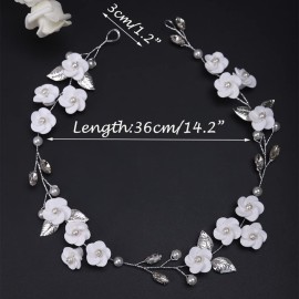 JWICOS Flower Silver Wedding Headband for Brides and Bridesmaids Crystal Pearl Leaf Bride Hair Accessories Hair Vine Headpieces for Wedding (Silver) JWICOS Flower Silver Wedding Headband for Brides and Bridesmaids Crystal Pearl Leaf Bride Hair Accessories Hair Vine Headpieces for Wedding (Silver)