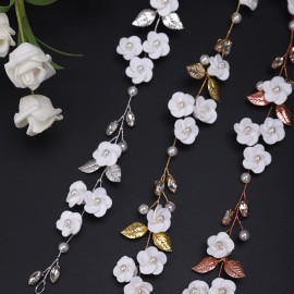 JWICOS Flower Silver Wedding Headband for Brides and Bridesmaids Crystal Pearl Leaf Bride Hair Accessories Hair Vine Headpieces for Wedding (Silver) JWICOS Flower Silver Wedding Headband for Brides and Bridesmaids Crystal Pearl Leaf Bride Hair Accessories Hair Vine Headpieces for Wedding (Silver)