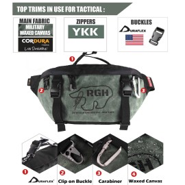 Rough Enough Tactical Fanny Pack Crossbody Large Waist Bag for Men Fishing Hiking Travel in Waxed Canvas Army Green, 4L