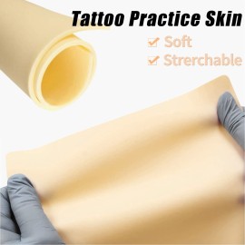 12PCS Blank Tattoo Skin Practice - 6x8 Double Sides Tattoo Practice Skin kit Silicone Pads Tattooing Microblading Practice Skin for Beginners(0.12CM Thick) yellow