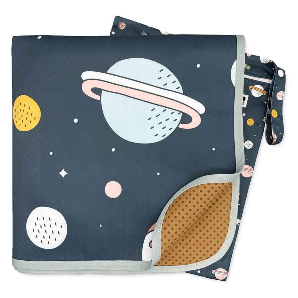 51 Heavy Duty Baby Splat Mat for Under High Chair | Includes Wet Bag | Premium Washable Toddler Mat | Baby Led Weaning | High Chair Mat for Floor | Craft Mat | Splash Mat (Space Cadet)