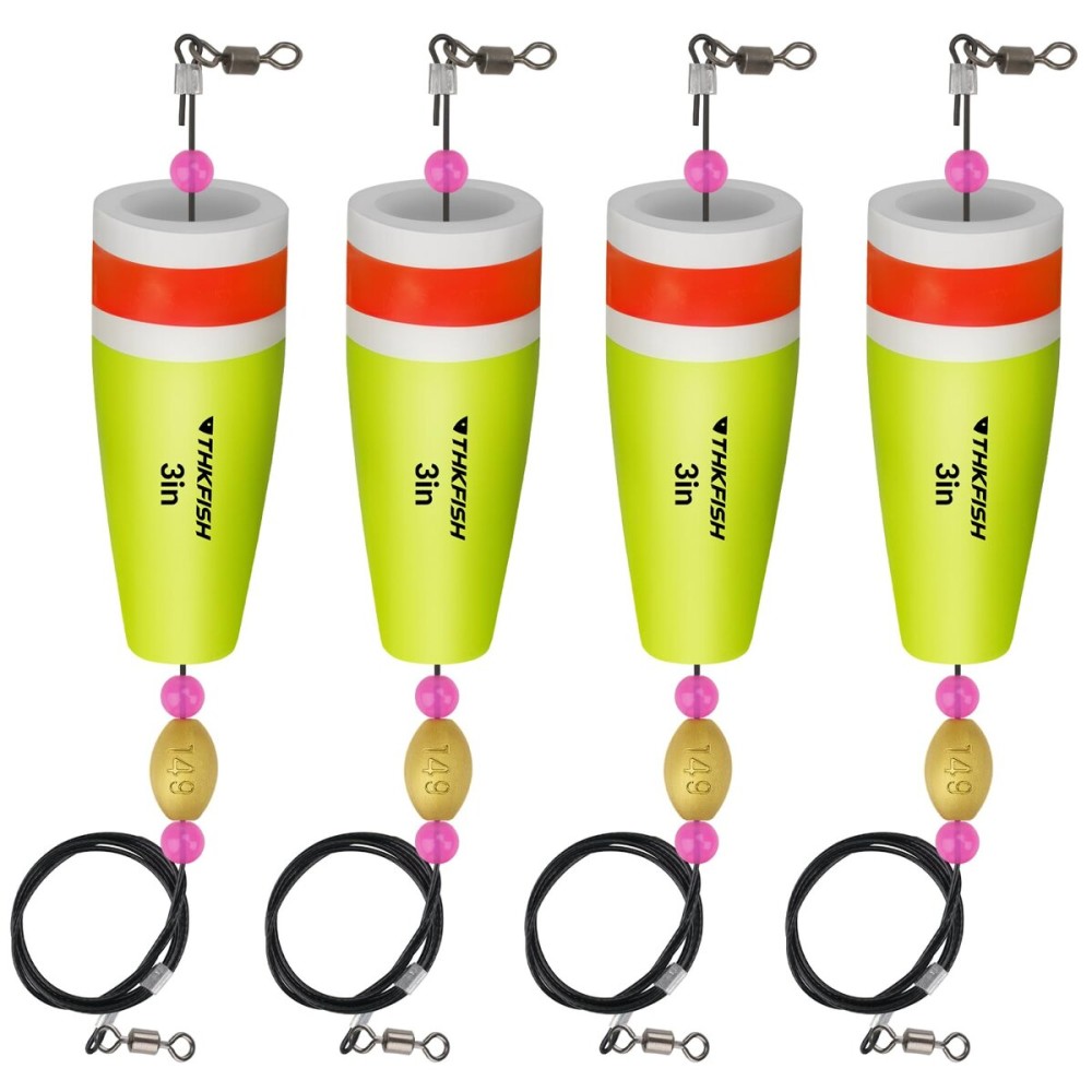 THKFISH Fishing Popping Cork Trout Floats - 4PCS YELLOWWIRE 35g