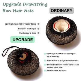 6PCS Reusable Elastic Mesh Black Hair Cover Set for Ballerina, Dancer, Bank Clerk, Nurse, Skater - Stretch Lace Hair Fixing Accessories for Women Girls in Mixed Styles (Large)