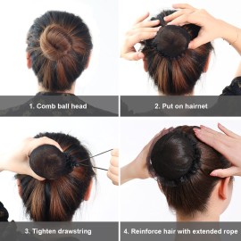 6PCS Reusable Elastic Mesh Black Hair Cover Set for Ballerina, Dancer, Bank Clerk, Nurse, Skater - Stretch Lace Hair Fixing Accessories for Women Girls in Mixed Styles (Large)