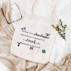 WCGXKO Cheer Coach Gift Zipper Pouch Cosmetics Bag (Behind every cheerleader tote)