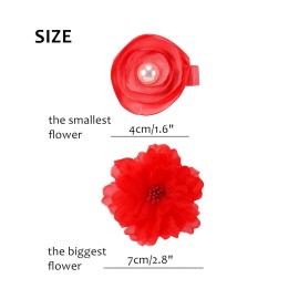 Cinaci 24 Pack Colorful Chiffon Rose Daisy Flower Hair Bows Fully Lined Alligator Hair Clips Handmade Soft Floral Small Hair Barrette Hair Pin Accessories for Baby Girls Newborns Infants Toddlers Kids