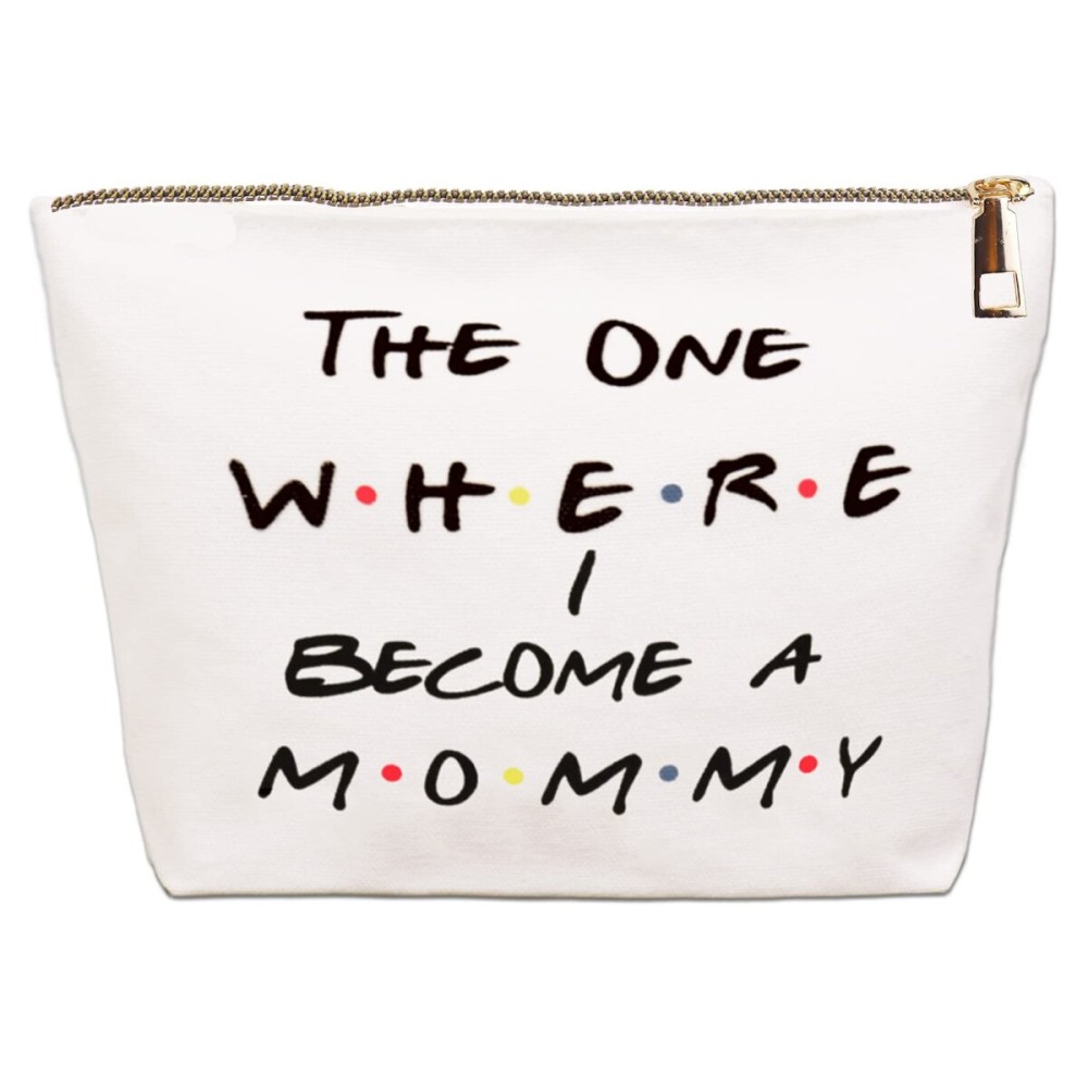 yhslmh New Mommy Gift, Gold Zipper Pregnancy Gifts Bag, Congratulations Mom To Be Gifts First Time Mama Pouch, Announcement Mothers Day Makeup Bag Gift, The One Where I Become A Mommy