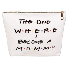 yhslmh New Mommy Gift, Gold Zipper Pregnancy Gifts Bag, Congratulations Mom To Be Gifts First Time Mama Pouch, Announcement Mothers Day Makeup Bag Gift, The One Where I Become A Mommy