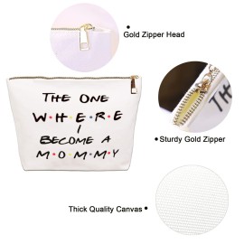 yhslmh New Mommy Gift, Gold Zipper Pregnancy Gifts Bag, Congratulations Mom To Be Gifts First Time Mama Pouch, Announcement Mothers Day Makeup Bag Gift, The One Where I Become A Mommy