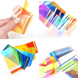 JERCLITY 10 Rolls Gradient Aurora Glass Paper Nail Art Sticker 3D Holographic Aurora Glass Reflective Mirror Shard Effect Rainbow Thin Iridescent Cellophane Films Foils Nail Art Decor JERCLITY 10 Rolls Gradient Aurora Glass Paper Nail Art Sticker 3D Holographic Aurora Glass Reflective Mirror Shard Effect Rainbow Thin Iridescent Cellophane Films Foils Nail Art Decor