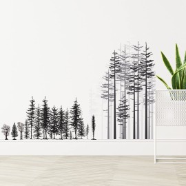 Outus 3 Sheets Mountain Forest Bear Wall Decals Stickers Pine Tree Wall Decals Woodland Trees Wall Stickers Forest Decals for Kids Nursery Bedroom Living Room Decor,11.8 x 35.4 Inches