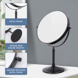 DOWRY Makeup Mirror 10x Magnification Vanity Mirror Tabletop Two-Sided Swivel Matte Black(10X)