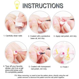 SILPECWEE 30 Sheets Self Adhesive Nail Stickers 3D Golden White Flower Design and 1Pc Tweezers Nail Art Decals for DIY&Salon Manicure Kit SILPECWEE 30 Sheets Self Adhesive Nail Stickers 3D Golden White Flower Design and 1Pc Tweezers Nail Art Decals for DIY&Salon Manicure Kit