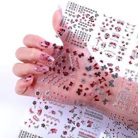 SILPECWEE 30 Sheets Self Adhesive Nail Stickers 3D Golden White Flower Design and 1Pc Tweezers Nail Art Decals for DIY&Salon Manicure Kit SILPECWEE 30 Sheets Self Adhesive Nail Stickers 3D Golden White Flower Design and 1Pc Tweezers Nail Art Decals for DIY&Salon Manicure Kit