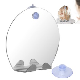 YUYTE Fogless Shower Mirror, Round Shape Man Shaving Anti Fog Wall Hanging Bathroom Shaving Mirror with Suction,Fogless Shatterproof Mirror for Man