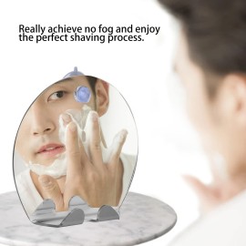 YUYTE Fogless Shower Mirror, Round Shape Man Shaving Anti Fog Wall Hanging Bathroom Shaving Mirror with Suction,Fogless Shatterproof Mirror for Man