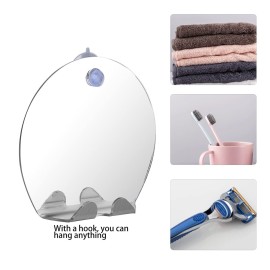 YUYTE Fogless Shower Mirror, Round Shape Man Shaving Anti Fog Wall Hanging Bathroom Shaving Mirror with Suction,Fogless Shatterproof Mirror for Man