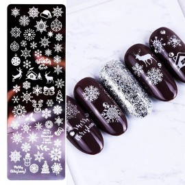 Nail Stamping Plate, DANNEASY 6 Pieces Nail Stamp Design Tool Nail Art Stencils Manicure Template with Nail Stamper, Scraper, Storage Bag (Holiday Style)