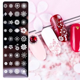 Nail Stamping Plate, DANNEASY 6 Pieces Nail Stamp Design Tool Nail Art Stencils Manicure Template with Nail Stamper, Scraper, Storage Bag (Holiday Style)