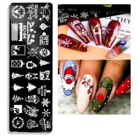 Nail Stamping Plate, DANNEASY 6 Pieces Nail Stamp Design Tool Nail Art Stencils Manicure Template with Nail Stamper, Scraper, Storage Bag (Holiday Style)