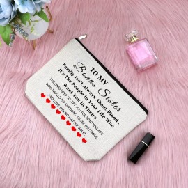 Sfodiary Bonus Sister Gifts Makeup Bag Friendship Birthday Gifts for Unbiological Sister in Law Cosmetic Bag Christmas Graduation Present for Her Friends Travel Cosmetic Pouch Sfodiary Bonus Sister Gifts Makeup Bag Friendship Birthday Gifts for Unbiological Sister in Law Cosmetic Bag Christmas Graduation Present for Her Friends Travel Cosmetic Pouch