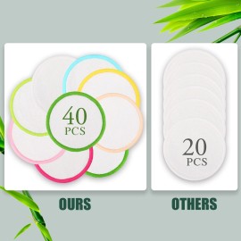 XSEINO Reusable Makeup Remover Pads(40 Pack) with Washable Natural Bamboo Fiber Material,Natural Bamboo Cotton Pad,for All Skin Types