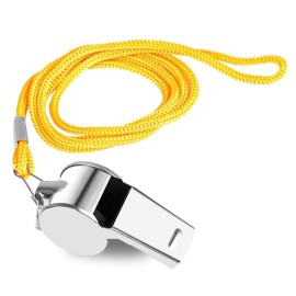SHENGQIDZ 12 Pack Whistles, Stainless Steel Sports Loud Crisp Sound Whistles with Lanyard,Whistles Great for Referees, Coaches