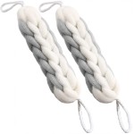 AARAINBOW 2 Packs Upgraded Long Stretch Back Sponge with Rope Handles Back Scrubber Bath Shower Mesh Sponge Exfoliating Body Scrub Stretch Braided Loofah for Men Women Loofah Rope (2 Gray)