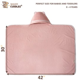 Premium Toddler Towels with Hood | Rayon Made from Bamboo Toddler Bath Towel | Large Hooded Towels for Toddlers | Toddler Towels for Girl Boy (Pink)