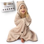 Premium Toddler Towels with Hood | Rayon Made from Bamboo Toddler Bath Towel | Large Hooded Towels for Toddlers | Toddler Towels for Girl Boy (Beige)