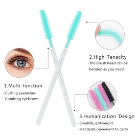 100 Pcs Silicone Mascara Wands Disposable Eyelash Brushes for Extensions Lash Applicators Makeup Tool Kit (Crystal blue/Mint Green) 100 Pcs Silicone Mascara Wands Disposable Eyelash Brushes for Extensions Lash Applicators Makeup Tool Kit (Crystal blue/Mint Green)