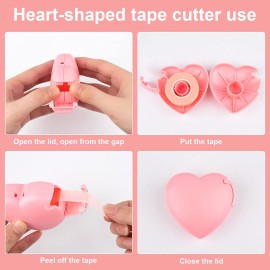 Rolybag 4 Colors Eyelash Extension Tape Breathable Eyelash Tape with Heart Shaped Tape Cutter Adhesive Non Woven Eyelash Tape Ladies Makeup Eyelash Tape Kits (Style A)