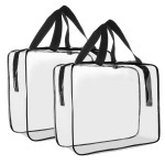 Cosywell Clear Toiletry Bag Quart Size Bag 2Pcs Travel Makeup Cosmetic Bag PVC Toiletries Cosmetic Pouch for Women Men (L)