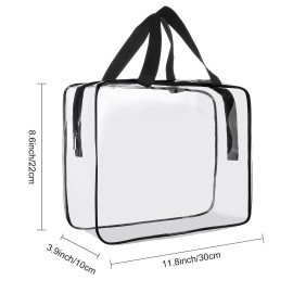 Cosywell Clear Toiletry Bag Quart Size Bag 2Pcs Travel Makeup Cosmetic Bag PVC Toiletries Cosmetic Pouch for Women Men (L)