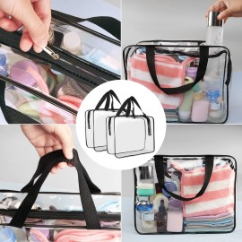 Cosywell Clear Toiletry Bag Quart Size Bag 2Pcs Travel Makeup Cosmetic Bag PVC Toiletries Cosmetic Pouch for Women Men (L)