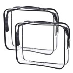 Cosywell Clear Toiletry Bag Quart Size Bag 2Pcs Travel Makeup Cosmetic Bag PVC Toiletries Cosmetic Pouch for Women Men (M)