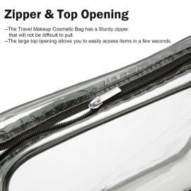 Cosywell Clear Toiletry Bag Quart Size Bag 2Pcs Travel Makeup Cosmetic Bag PVC Toiletries Cosmetic Pouch for Women Men (M)