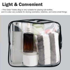 Cosywell Clear Toiletry Bag Quart Size Bag 2Pcs Travel Makeup Cosmetic Bag PVC Toiletries Cosmetic Pouch for Women Men (M)