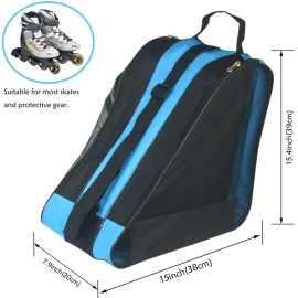 gongyu Ice Skate Bag, Roller Skate Bags for Girls Boys and Most Adults, Large Capacity Skate Bag Fits Quad Skates, Inline Skate and Most Roller Skate Accessories,Blue(Roller Skate Bag)