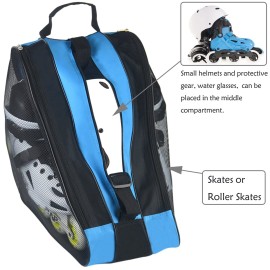 gongyu Ice Skate Bag, Roller Skate Bags for Girls Boys and Most Adults, Large Capacity Skate Bag Fits Quad Skates, Inline Skate and Most Roller Skate Accessories,Blue(Roller Skate Bag)