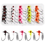 Crappie Jig Heads Fishing Hooks Kit,25pcs Underspin Lures Jig Head with Spinner Blade Eye Ball Painted Fishing Jigs for Bass Trout Saltwater Freshwater 1/16oz