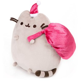 GUND Santa Claws Pusheen Holiday Plush Stuffed Animal Cat, Gray and Pink, 9.5
