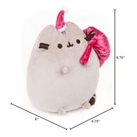 GUND Santa Claws Pusheen Holiday Plush Stuffed Animal Cat, Gray and Pink, 9.5