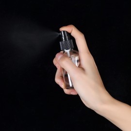 YONKAN 2oz Glass Spray Bottle, Fine Mist Boston Glass Bottles with Black Fine Mist Sprayer Small Clear Bottles for Essential Oils, Bath, Beauty, Hair & Cleaning, Clear, Pack of 48