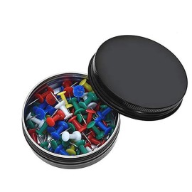 1/2-Ounce Metal Tins Screw Top Flat Aluminum Black Slide Round Tin Containers for Lip Balm Crafts Cosmetic Candles Travel Storage Kit,Pack of 18